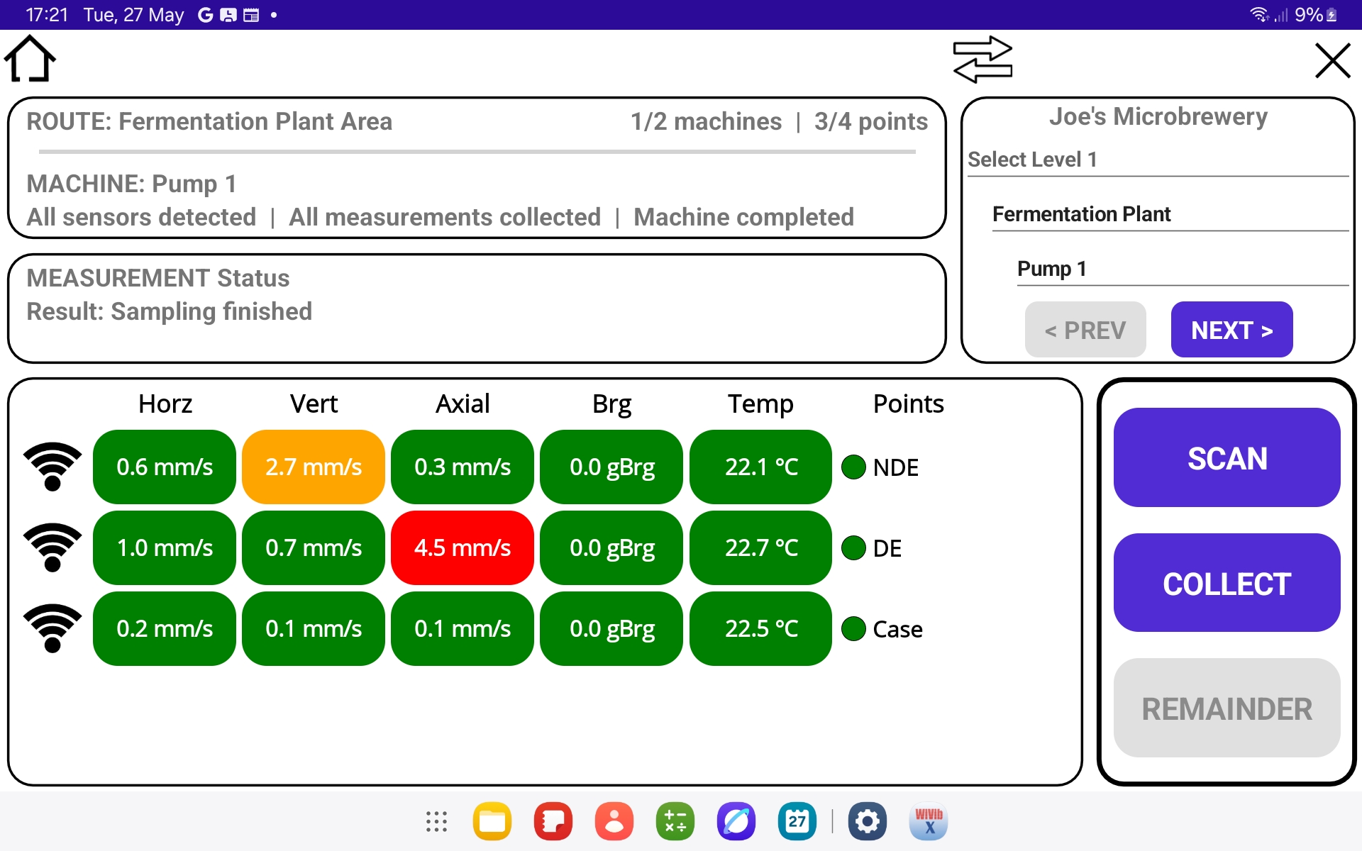 WiVib X Data Collector App Screenshot
